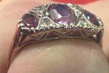 Antique Vintage 9ct Gold Ring 75 Years Old! Diamond And Maybe Ruby 2.7g