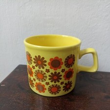 Vintage Staffordshire Potteries Yellow Floral Coffee Mug 1970’s