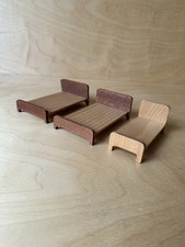 Vintage Wooden Mid Century Dolls House Beds Double Single