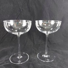 RB Victorian Clear Champagne Glasses With Star Detailing x2, Signed