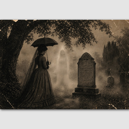 Creepy cemetery print photo - print,