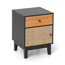 COSTWAY Rattan Nightstand Mid