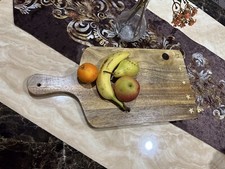 NEXT Home Natural Medium Mango Wood Serving Chopping Board Silver Stars