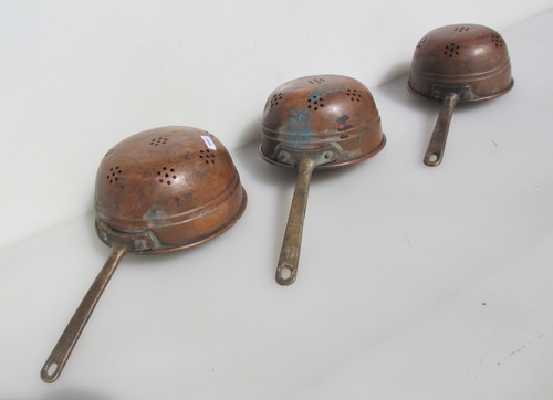Antique copper sieves set - antique,