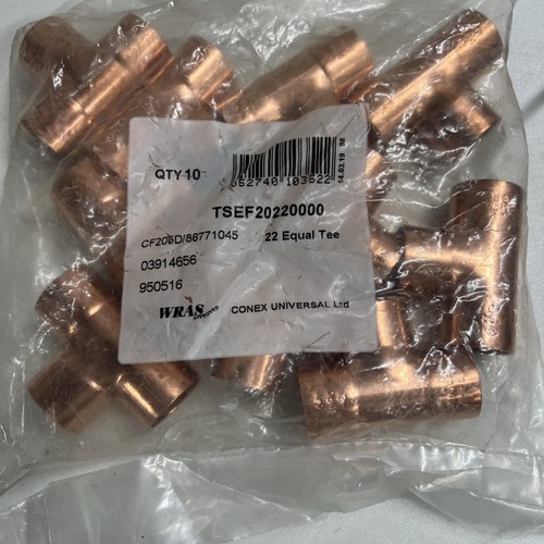 Equal tee 22mm copper pack - tee, of