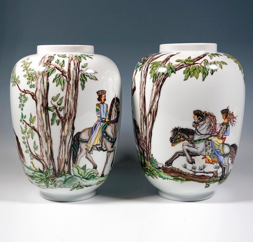 Pair augarten porcelain - pair,