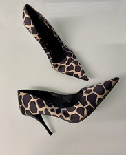 Principles Satin Giraffe Animal Print Slip On Stiletto Heel Pumps Shoes UK 6 39