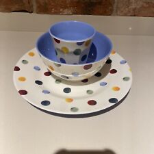 Emma Bridgewater Polka Dot Melamine 1x Plate 1x Bowl 1x Beaker