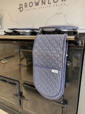 Sterck Grey White Stripe Double Oven Glove Mitt - Suitable for Aga Range Cooker