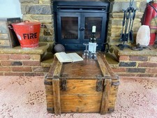 Old Antique Pine Chest, Vintage Wooden Storage Trunk, Blanket Box, Coffee Table.