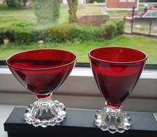 2 X  Vintage Ruby Red Sherbet