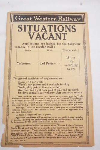 1931 situations vacant gwr - 1931,