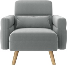 Light Gray Tub Chair with Side Pockets & Lumbar Pillow for Small Spaces