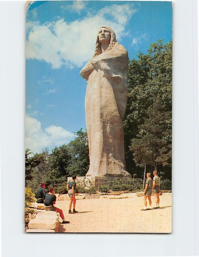 Postcard black hawk statue - black,