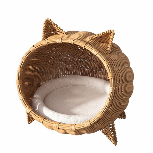 Rattan cat bed sturdy - rattan, woven