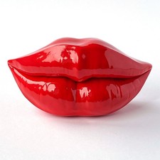 Glossy Red Lips Sculpture | Dali-Inspired Pop Art | Modern Statement Decor
