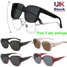 Polarized Fit Over Glasses Sunglasses for Women Men,Trendy Square Wrap Around UK