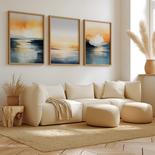 Watercolor sunsets wall art - sunsets,