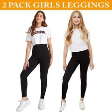 Girls Black Leggings 2 Pack