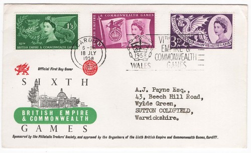 1958 games fdc cardiff - 1958,