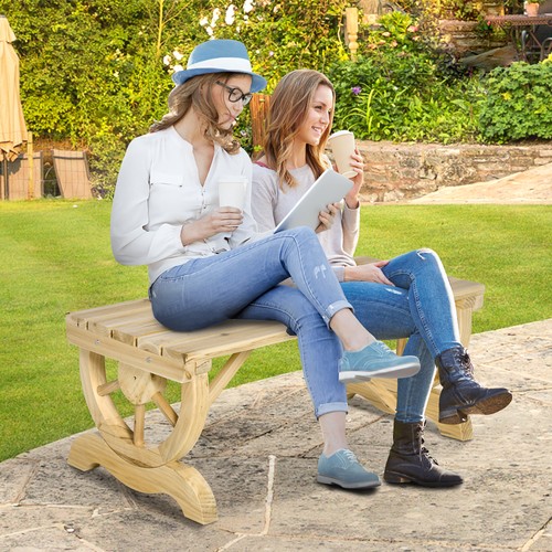 Rustic wooden bench - wooden,