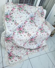 True Vintage retro 1970's single duvet cover lace trim floral