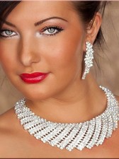 Sexy Women's Rhinestone Necklace & Earrings Set Jewellery Costume Accessory