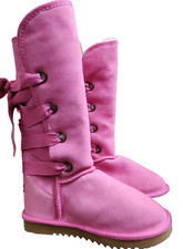 Ukala Midcalf Pink Suede Boots EU 35/36 Merino Wool Lining Australian NEW US 5/6