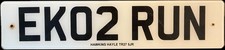 EK02 RUN Private Number Plate Cherished Registration