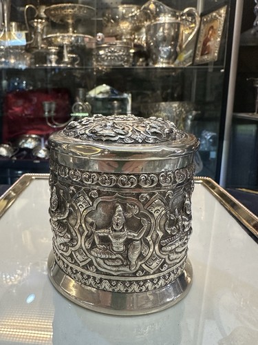 Anglo indian silver table jar - silver,