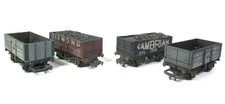 Rake of 4 x Welsh Weathered Coal Wagons with Real Coal Loads - OO Gauge