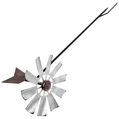Silver metal windmill decor - metal,