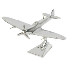 Aluminum Spitfire Sculpture Plane Trench Art Desk Model 24cm