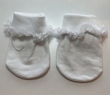 Build a Bear Pair of Bear Size Plain White With Lace Frill School Gym Socks