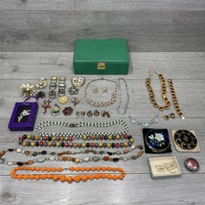 Job Lot Bundle Mixed Costume Jewellery - Necklaces, earrings, brooches, compacts