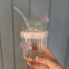 Matcha Iced Coffee Glass Pink