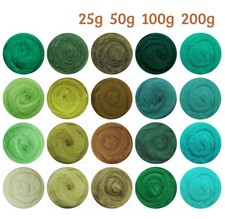 Green Tones Colour Shades Carded Roving Wool Needle dry wet Felting Spinning DIY