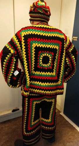 Hand crochet rasta jumper - crochet,
