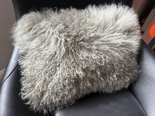 Mongolian fur cushion pale - mongolian,