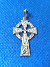 Sterling Silver Ornate Celtic Knot Cross Pendant 3.6cm Long