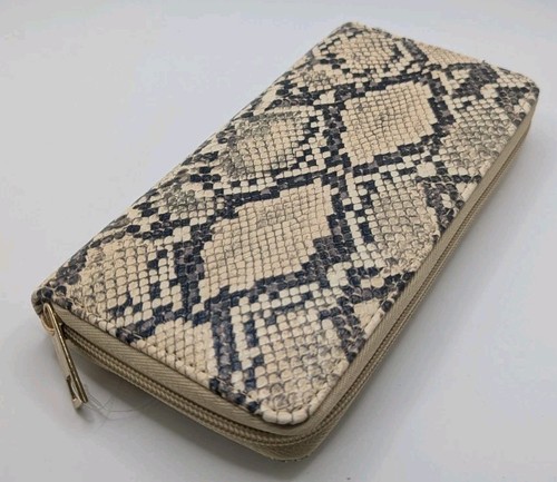 Natural snakeskin zip around - natural,