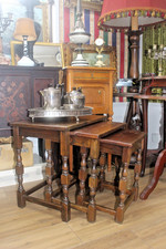 Vintage Set of 3 Mid Century Wooden Stacking Nesting Tables Side Coffee Tables