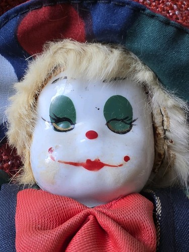 Vintage porcelain clown doll - porcelain,