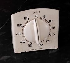 Vintage 1940s Smiths Metal Enamel 1 hour Kitchen Ringer Minute Timer White Rare