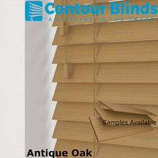 Light Oak Faux Wood Window Blinds Made to Measure Child Safe 50mm 35mm Mid Oak