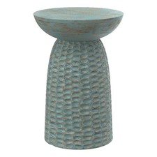 Boyd 16" WD Solid Mango Contemporary Tall Accent Table in Teal Wash & Assembled