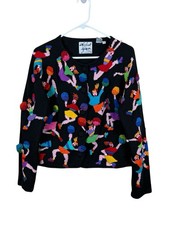 VTG Michael Simon Cheerleading Embellished Cardigan Knit Football Cheerleader M