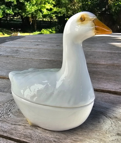 Ceramic vintage goose tureen - ceramic,