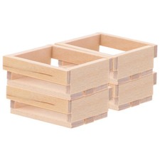  4 Pcs Small Wooden Crates Dollhouse Fruit Shelf Mini Craft Storage