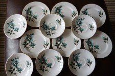 ROYAL VALE BONE CHINA ENGLAND "BLUE ROSE" PATT 8611 SAUCERS & TEA PLATES X 6 EA